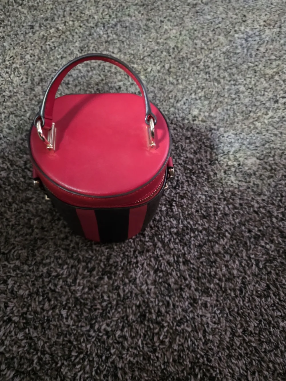 Michael Kors Red and Black Round Mini Top-Handle Bag - Picture 1 of 3